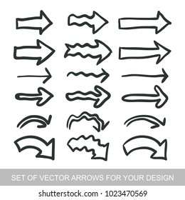 Different black Arrows icons, vector set. Abstract elements for business infographic. Up and down trend. Illustrations for Web Design