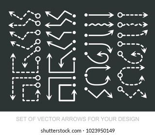Different black Arrows icons, vector set. Abstract elements for business infographic. Up and down trend. Illustrations for Web Design