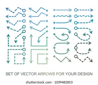 Different black Arrows icons, vector set. Abstract elements for business infographic. Up and down trend. Illustrations for Web Design