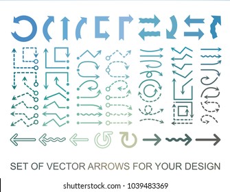 Different black Arrows icons, vector set. Abstract elements for business infographic. Up and down trend. Illustrations for Web Design