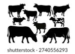 Different black Cow Silhouette Collection