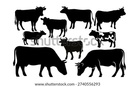 Different black Cow Silhouette Collection