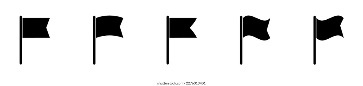 Different black flag. Mark location. Flag vector set. Marker illustration.