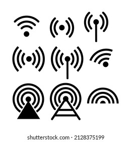 different black vector wireless and wifi icons. High quality black style vector icons