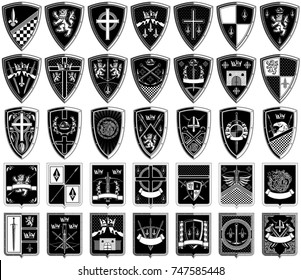 different black and white coats of arms