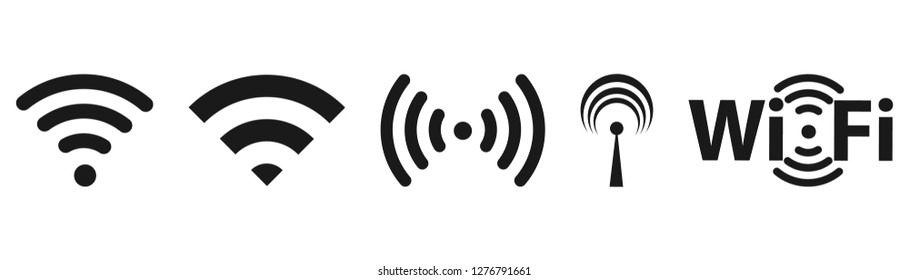 Different black wifi icon set. Wireless internet Sign isolated on white background. Vector wi-fi signal