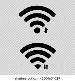 Diferente conjunto de iconos de wifi negro. Signo inalámbrico de Internet aislado sobre fondo blanco. Vector señal wi-fi.