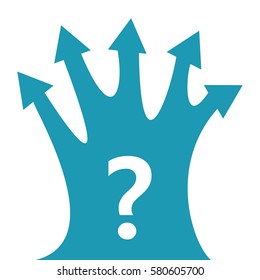 Different blue directions with question sign. Business concept vector illustration