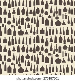 Different bottle types icon silhouette set seamless texture.   Editable vector illustration. Perfect as any design template.