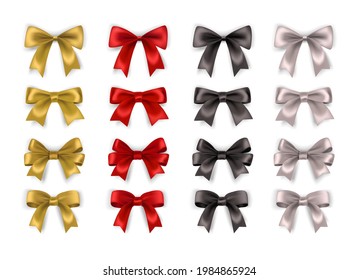 Different bows realistic vector collection isolated on white background
