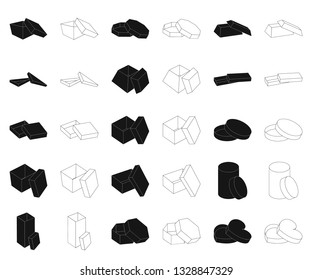 Different boxes black,outline icons in set collection for design.Packing box vector symbol stock web illustration.