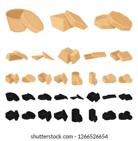 Different boxes cartoon, black icons in set collection for design.Packing box vector symbol stock web illustration.