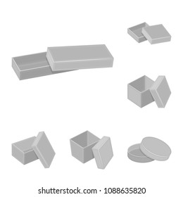 Different boxes monochrome icons in set collection for design.Packing box vector symbol stock web illustration.