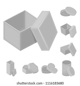 Different boxes monochrome icons in set collection for design.Packing box vector symbol stock web illustration.