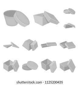 Different boxes monochrome icons in set collection for design.Packing box vector symbol stock web illustration.