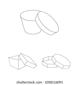 Different boxes outline icons in set collection for design.Packing box vector symbol stock web illustration.