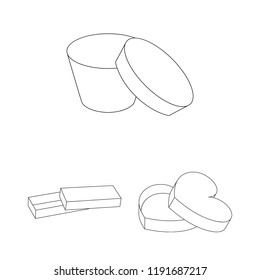 Different boxes outline icons in set collection for design.Packing box vector symbol stock web illustration.