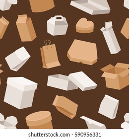 Different boxes packseamless pattern warehouse shipping container vector illustration