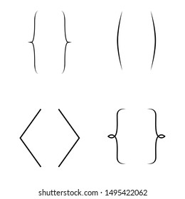 Different brackets set.  Brackets symbol elements isolated decoration on white background