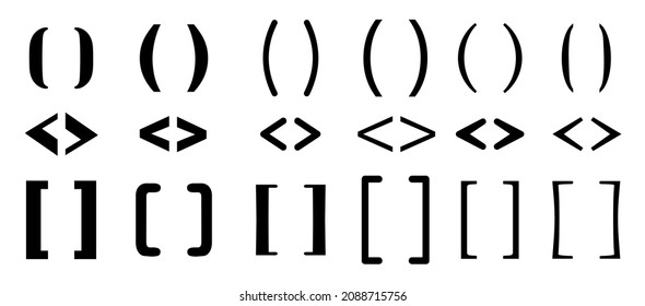 Different Brackets Set. Text Brackets. Curly Braces, Square And Corner Parentheses. Openwork Vector.