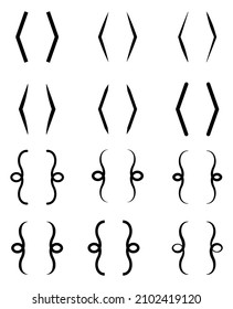 Different Brackets Set. Text Brackets. Curly Braces, Square And Corner Parentheses. Openwork Vector.