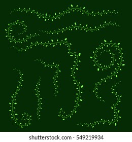 different branches in isolated on green background.