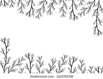 Different branches, isolated on white background. Vector image, copy space.