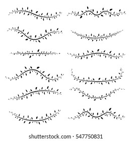 different branches isolated in white background in vector