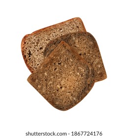 Different bread slices realistic composition with bunch of bread slices black toasts vector illustration