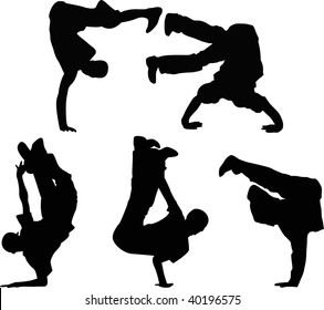 different break dance vector silhouettes