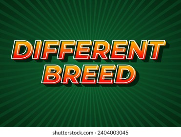 Different breed. Text effect design in gradient yellow red color. 3D look. dark green background