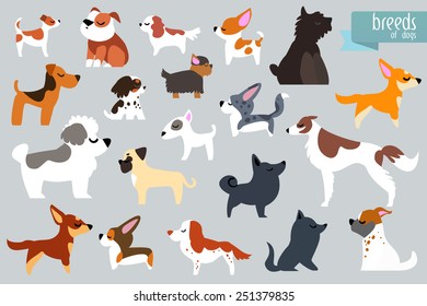 Different Breeds Of Dog. Vector Collection.