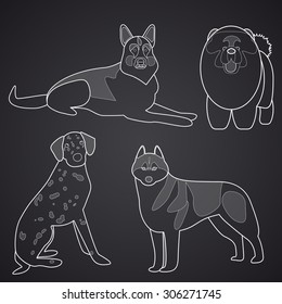 Different breeds of dogs in linear style. Part 2