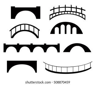 Different Bridges Isolated On White Silhouette Stock Vector Royalty Free Shutterstock