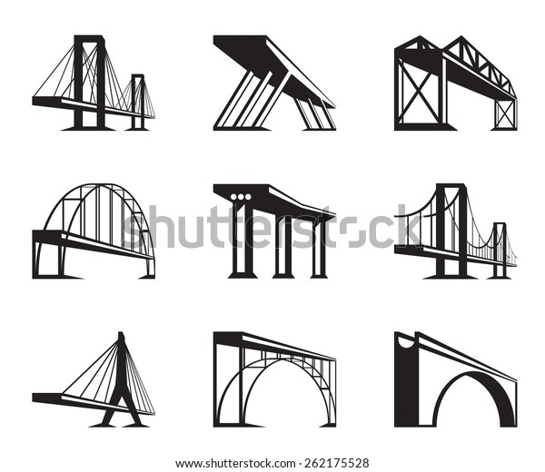 遠近法でのさまざまな橋 ベクターイラスト のベクター画像素材 ロイヤリティフリー