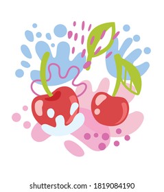 different bright berries spinning in whirlpool