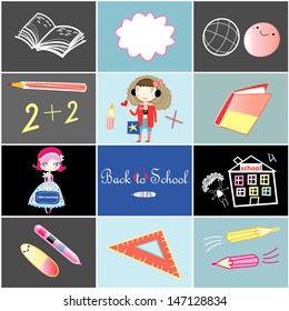 Different bright objects to school and girls school girls