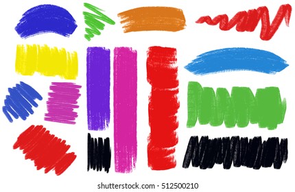 Different brush strokes in many colors illustration