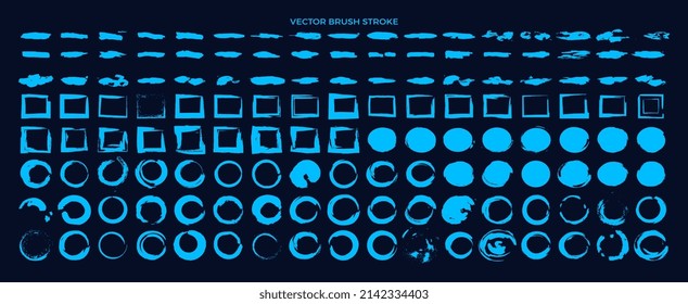 Different brush strokes. Set of brushes elements. Frames for text, labels, grunge.