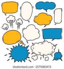 Different bubbles, different uses, used as background for words or letters. Hand drawing vector illustration