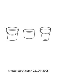 Different buckets set vector, buckets vector isolated on white background.  Perfect for coloring book, textiles, icon, web, painting, books, t-shirt print.
