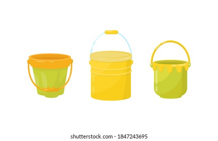 Different Buckets and Useful in Household Containers Vector Set