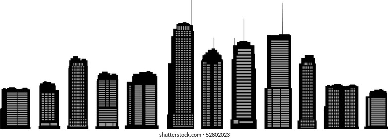 Different building silhouettes