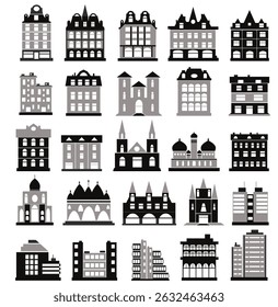 Different building types are composing a varied urban landscape, from old houses to modern skyscrapers and industrial factories