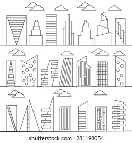 Different building vector elements for creating your perfect city. Elements for your pattern, web site design. Object are separeted in layers and groups. 