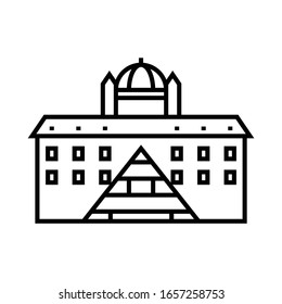 Different buildings line icon, concept sign, outline vector illustration, linear symbol.