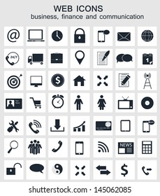 Different business, finance and communication icons vector illustration