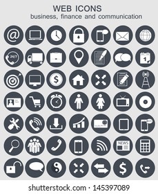 Different business, finance and communication icons vector illustration