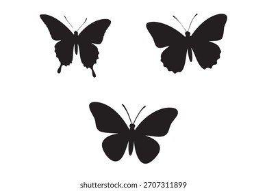 Different butterfly shapes collection isolated on white background