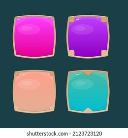 Different Buttons In Different Colors With  Borders GUI In Golden Color Cartoon Vector Design